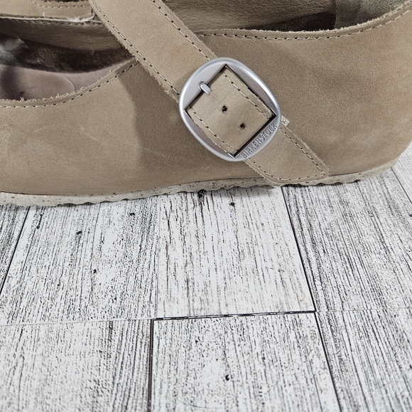Birkenstock TRACY Mary Jane Shoes Womens 9 EU 40 Nubuck Leather Tan Beige Buckle - Picture 14 of 16